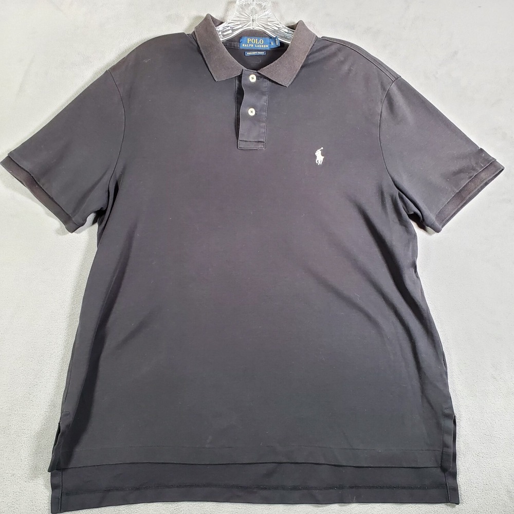 Polo Ralph Lauren Shirt Mens L Black Pima Soft Touch White Pony Logo Preppy Golf